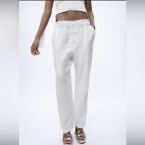 Zara linen straight leg joggers-relaxed fit-Never worn, new with tags.